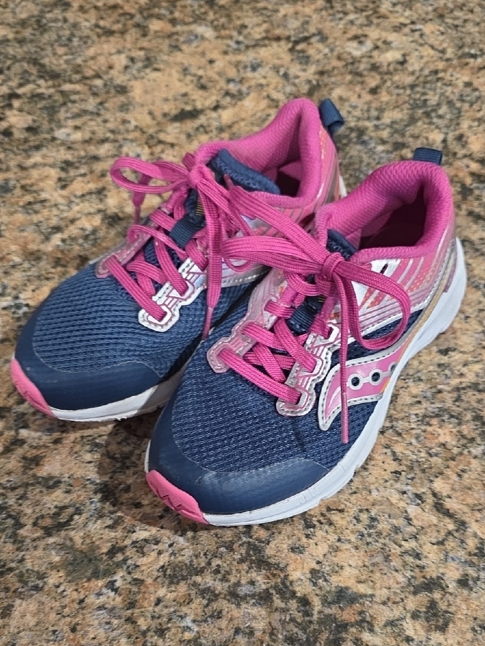 Saucony Navy and Pink Girls' Athletic Sneakers Size 12Y